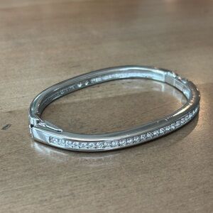 Swarovski (Swan Hallmark) Rhodium Plated Crystal Hinged Bracelet